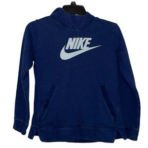 •NIKE•NAVY BLUE NIKE LOGO SWEATSHIRT HOODIE SIZE LARGE EUC